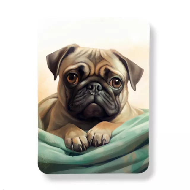 Pug Dog Magnet Fridge Tool Box Locker File Cabinet Watercolor Illustration