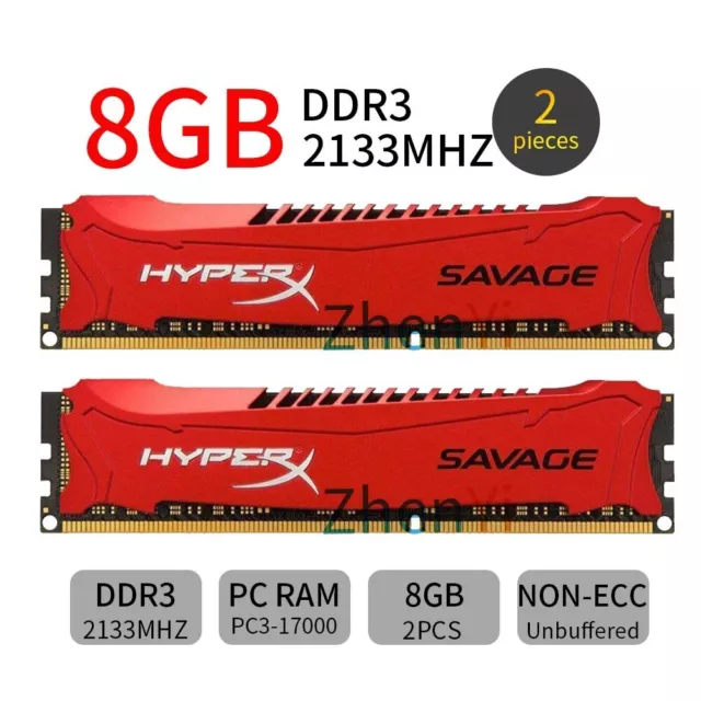 16Go 2x 8Go DDR3 PC3-17000 2133MHz 240Pin Mémoire Bureau pour HyperX SAVAGE FR