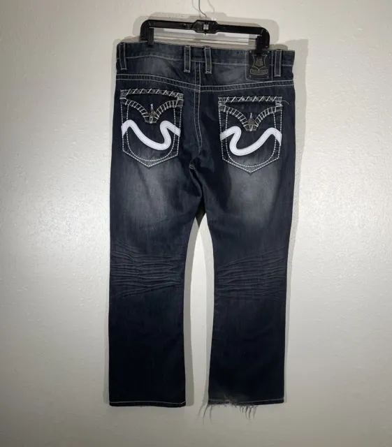 Victorious Urban Couture Jeans Black Purple Denim Mens 38x32 Rhinestones