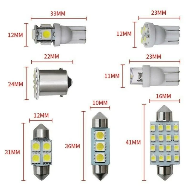 Voiture Feux Intérieur Paquet LED Mixte Accessoire 6000K-8000K Remplacement