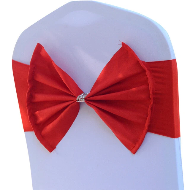 Tie-Free Back Bowknot Stretch Chair Cover Chair Sash Flower Satin Ribbon Deco Wa