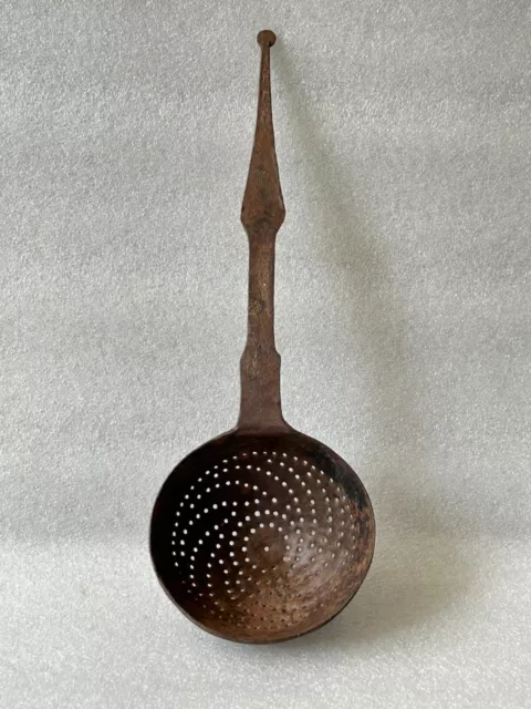 Alt Vintage Handgeschmiedet Tribal Handgefertigt Küche Ware Eisen Sieb Löffel, (