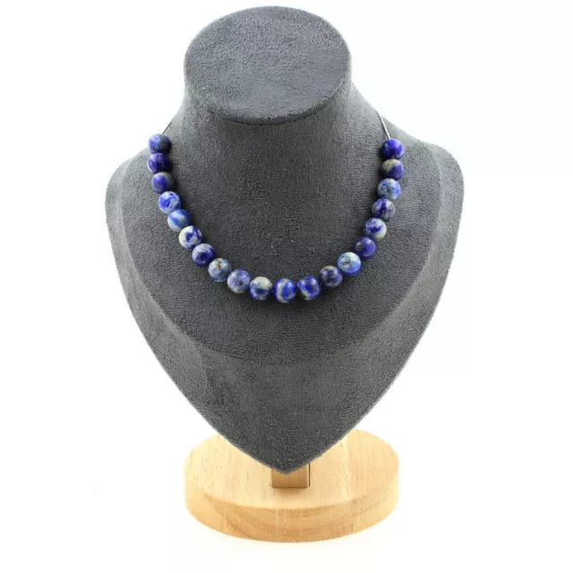 Collier 20 perles Lapis Lazuli du Pakistan qualité 5A 8 mm. Chaine en Collier f