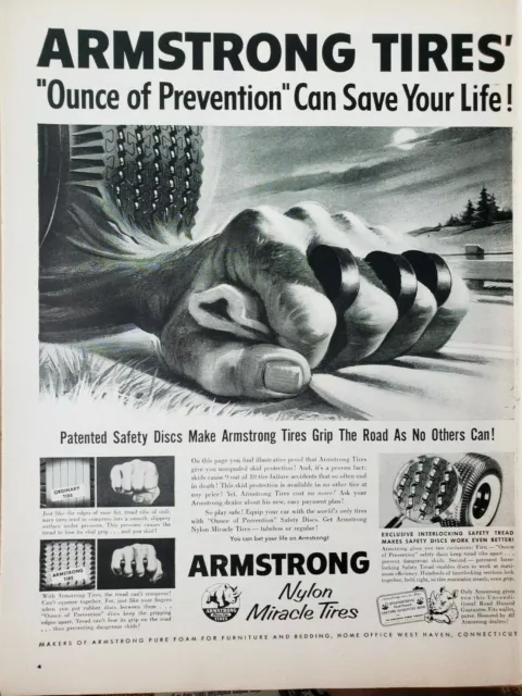 Lot of 2 Vintage 1957 Armstrong Tires Print Ad Ephemera Art Decor