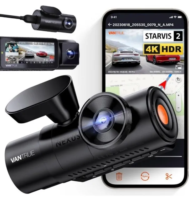 Peacall Vehicle Blackbox DVR 2.5K+1K 3.39 Inch Screen Front and Rear WiFi  Dash Cam Pro as seen on TV Small with 64G SD Card Car Camera, WDR, Night
