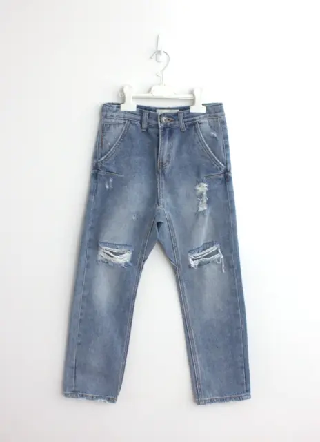 ONE TEASPOON Girls Blue Distressed Denim Drop Crotch Jeans - Size 8-10