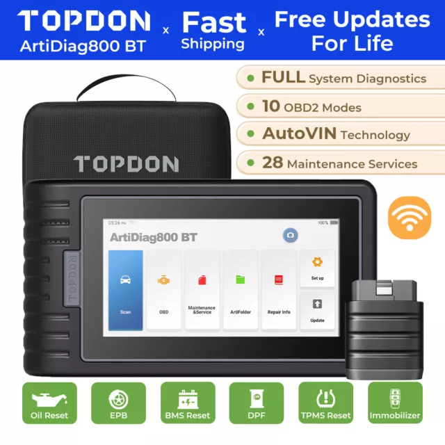 Topdon ArtiDiag 800BT Full System + 28 Reset Services Diagnostic Tool