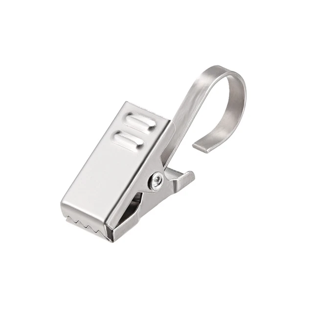 Curtain Clips with Hooks Stainless Steel for Drapery Silver Tone 10 Pcs