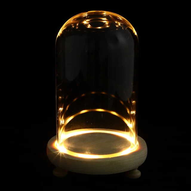 Cloche En Verre Avec Base Bois 15cm - Dôme Display Pour Décorations - Protection Contre Poussière