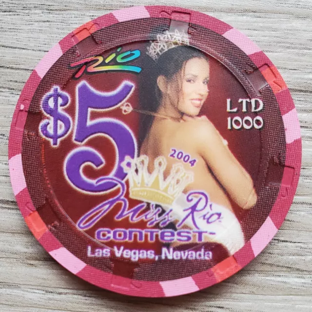 $5 Las Vegas RIO Miss Rio 2004 Casino Chip - Uncirculated