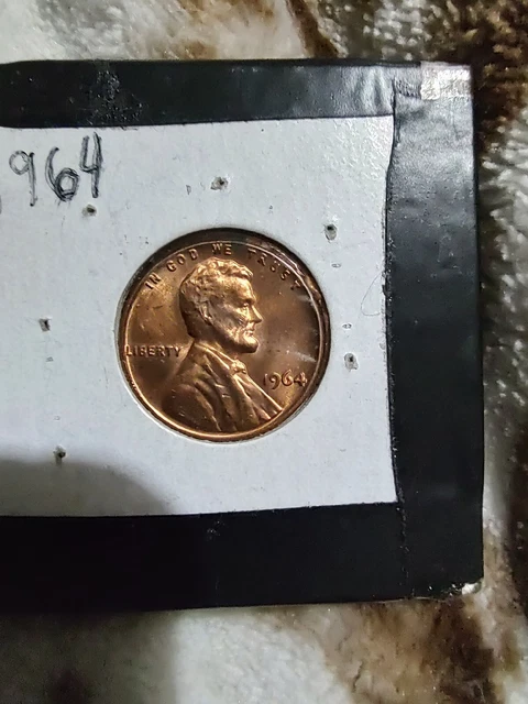 **1964 Brilliant Red Penny**No Mint Mark**