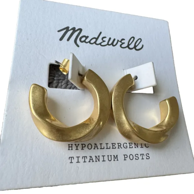 NWT! Madewell Cottage Gold Tone Hoop Earrings. Hypoallergenic Titanium Jewelry!