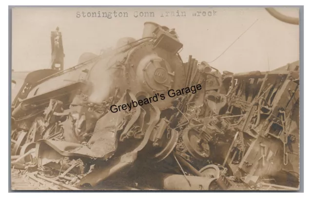 RPPC NEW HAVEN RAILROAD Train Wreck STONINGTON JCT CT Real Photo Postcard