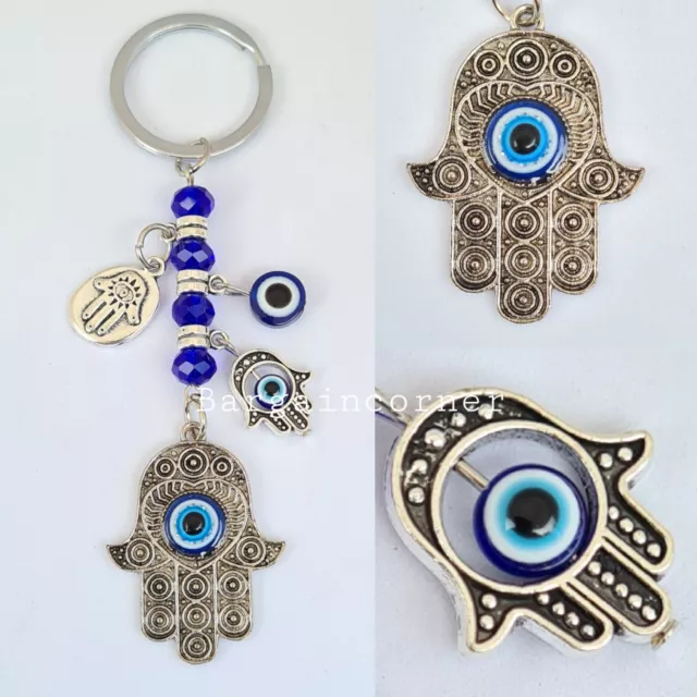 Turkish Evil Eye (A10) Keyring Hamsa Hand Luck Nazar Eye Lucky Charm Bag Car Key