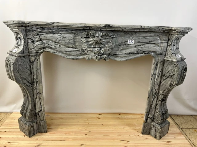 Antike Kaminumrandung Marmor Kamin Um 1880 Stil Louis Philippe Mit Adern Massiv