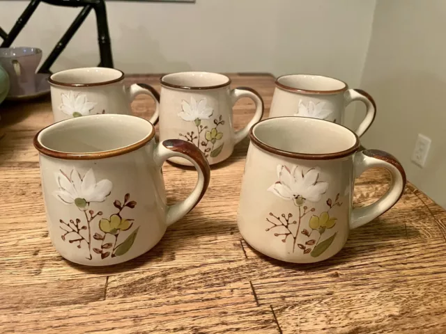 Vintage Set Of 5 Stonecrest 702 Coffee Tea Mug Cup Made in Korea Floral