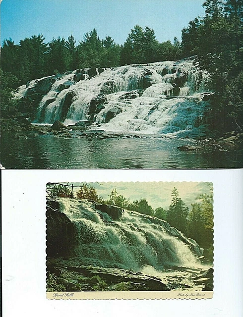 1955 vintage GIANT Postcard BOND FALLS Upper Peninsula MICHIGAN & 1970's card UP