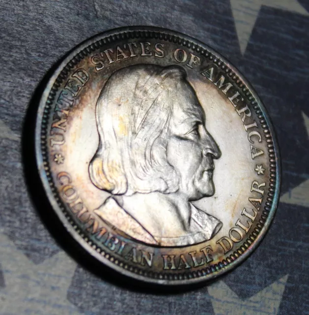 1893 Columbian Commemorative Silver Half Dollar Toned Collector Coin