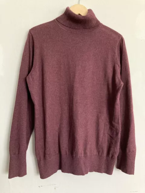 LLBean Turtleneck Sweater Long Sleeve Purple Cotton Cashmere LARGE Petite