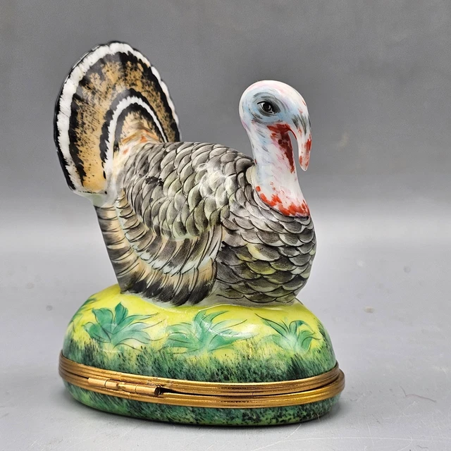 Vintage Chamart Limoges Porcelain Turkey Trinket Box
