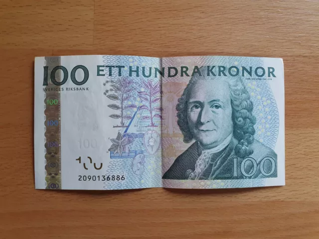 Schwedische Kronen 100, Banknote Schweden, Ett Hundra Kronor, Carl von Linne
