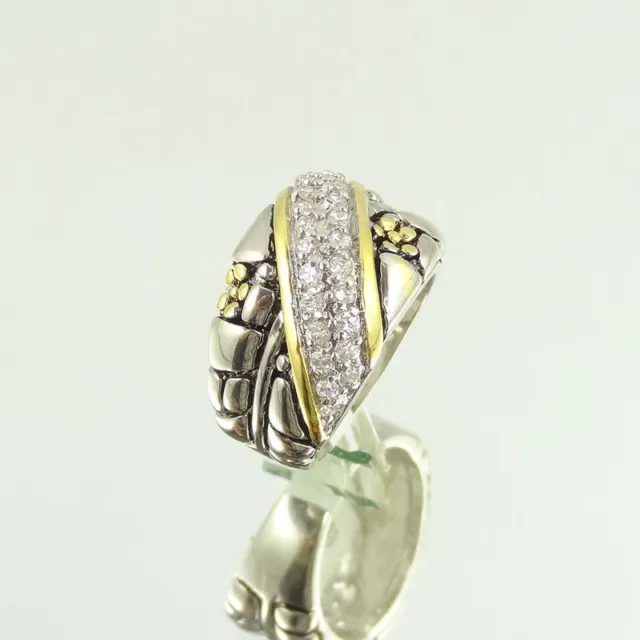 Royal Persian Byzantine Pave Sculpted Cable Cocktail Ring Zirconia Gold Silver