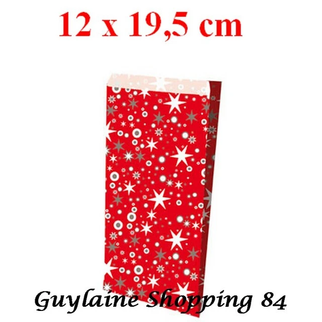 LOT 50 POCHETTE SACHET PAPIER KRAFT CADEAU EMBALLAGE ETOILE ROUGE 12 cm x 19 cm