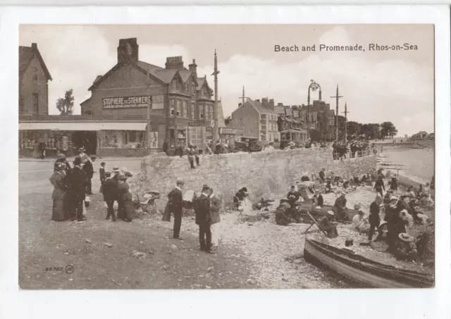 Vintage Postcard - Beach & Promenade , Rhos-On-Sea , North Wales .