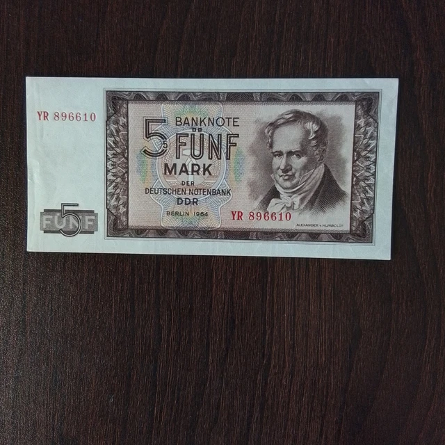 Ddr Note Color 5 MARK DDR 1964, Papiergeld, Banknote, Deutsche Notenbank,KASSENFRISCH ...