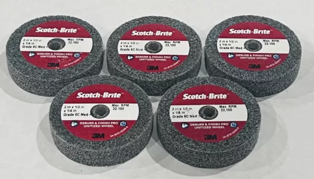 5 - Piece Scotch-Brite 2" x 1/2" x 1/4" 6C Deburr And Finish Pro Unitized Wheel