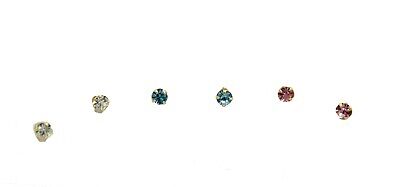 Birthstone CZ Earrings 18k Gold Plated - Clear, Turquoise & Pink Studs