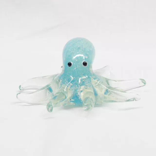 Blue Octopus, Glows in Dark - Handmade Art Glass Figurines