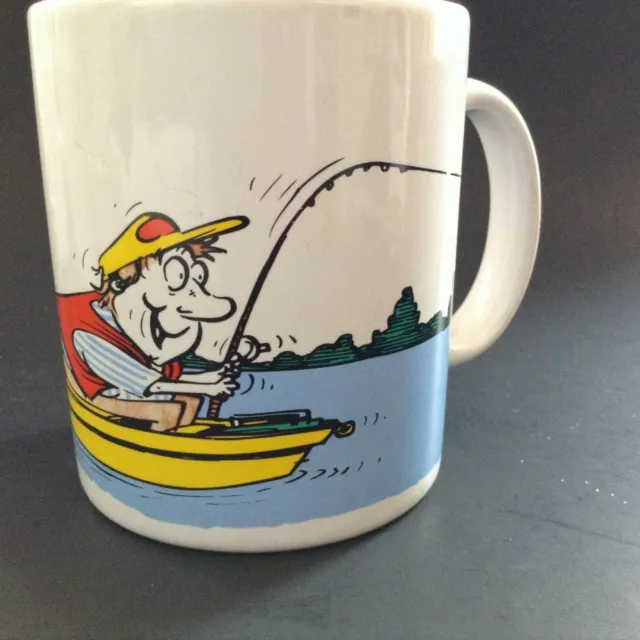 Vintage Coffee Tea Mug Humorous Man Fishing Shoebox Greetings Hallmark Novelty