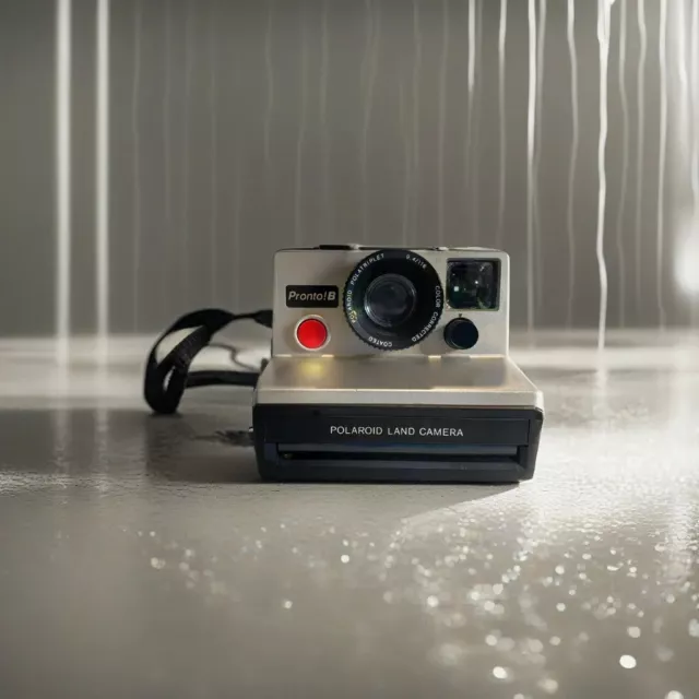 Polaroid Land Camera Pronto! B Instant Camera TESTED Silver & Black With Strap