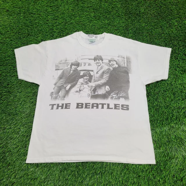 The-Beatles Apple-Corp Fab-Four Shirt Womens XL-Short 22x26 White Monochrome