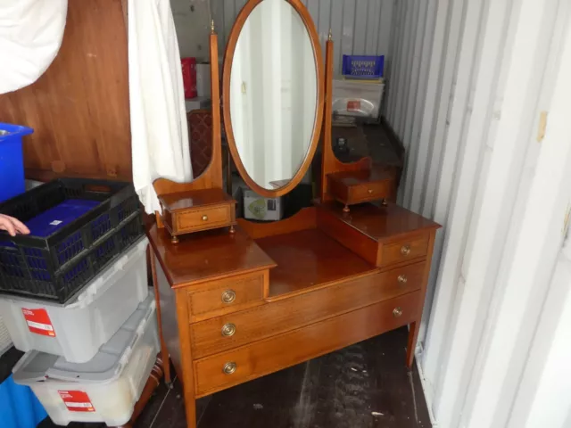 Beautiful Edwardian style Inlaid Mahogany Dressing Table on castors with Mirror