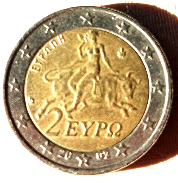2 ΕΥΡΩ Grèce 2002, Pièce de 2 euro avec un S dans l'étoile du bas