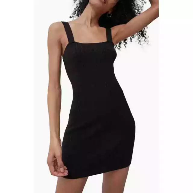 FRENCH CONNECTION Black Ribbed Bodycon Mini Sweater Dress- Small- NWT- MSRP $118