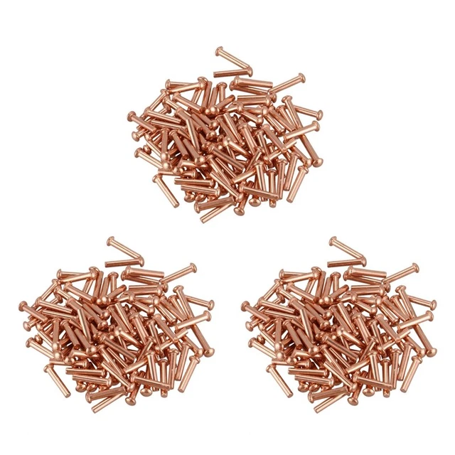 300 Pcs 5/64Inch x 25/64Inch Round Head Copper Solid Rivets Fasteners P3R5