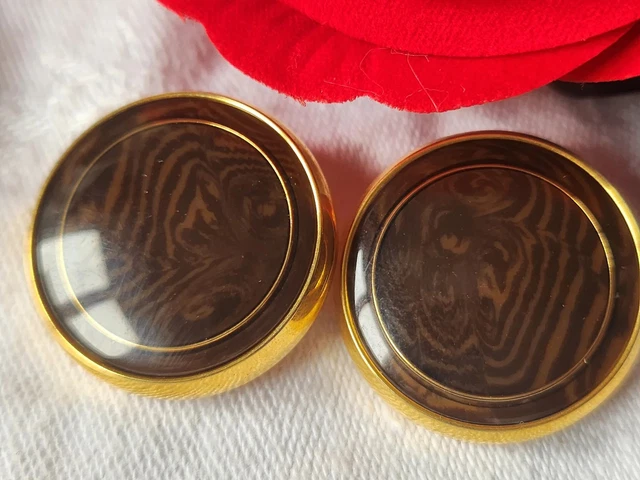 Lot De Gros Boutons Vintage Avec Chainette Argentée - Résine Marron - 2,8 Cm - Réf. 1178 - Fabriqué En France
