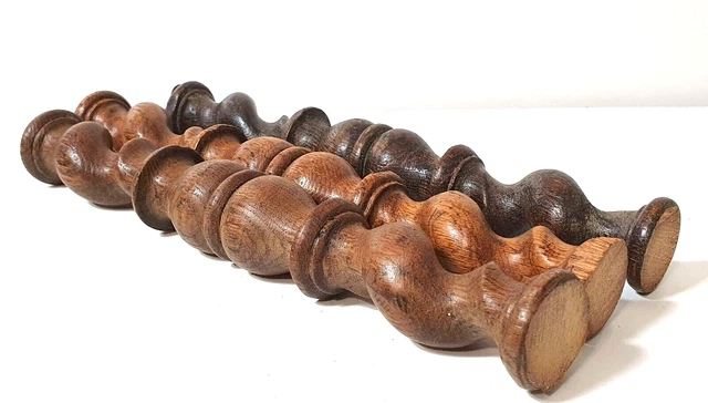 3 twist turned wood spindle Column Antique french architectural salvage 8