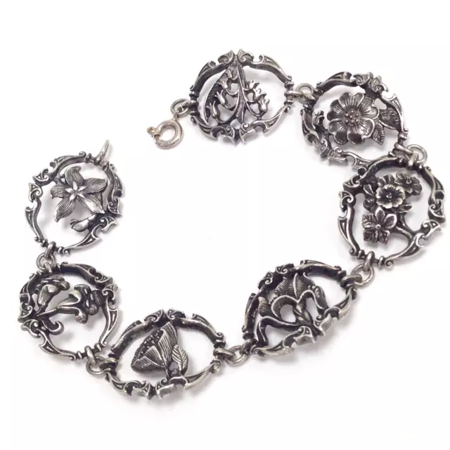 Fratelli Coppini "Flowers Of Florence" Italy FM 82 Sterling Silver Bracelet 7" 3