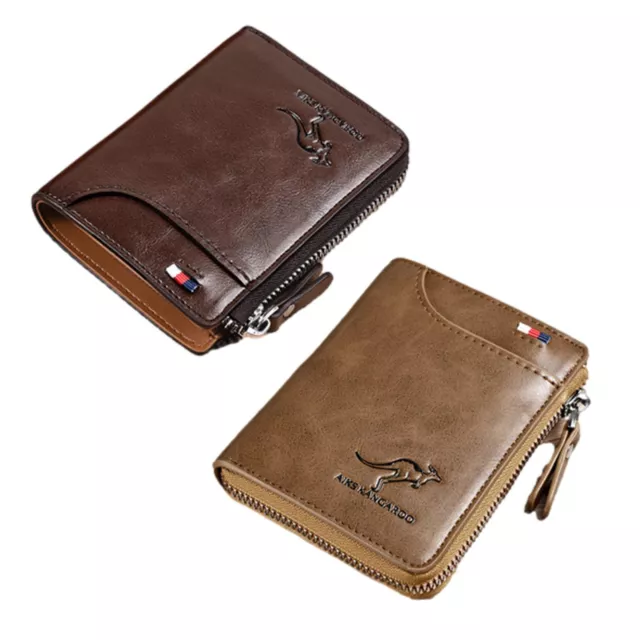 RFID Waterproof Mens Zipper Purse Blocking Holder Leather Card Wallet Credit ID