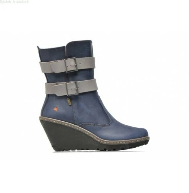 Bottes Bottines Fantaisies Bleu Pétrole  Compensées Fourrées Art Pointure 41