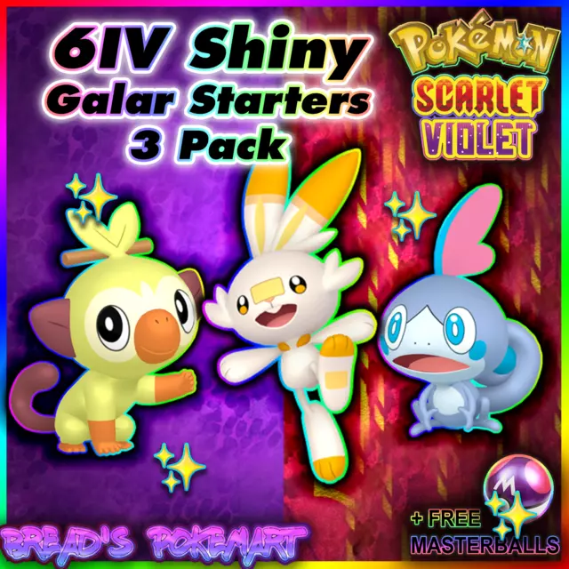 Shiny Grookey/Scorbunny/Sobble Starters Pack HA 6IV - Pokemon Sword/Shield