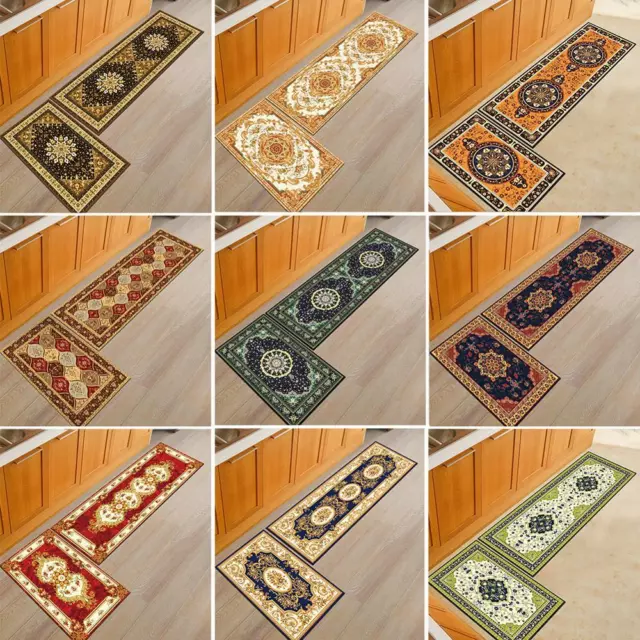 Luxury Floral Washable Soft Non Slip Kitchen Door Hall Way Rug Long Runner Mats