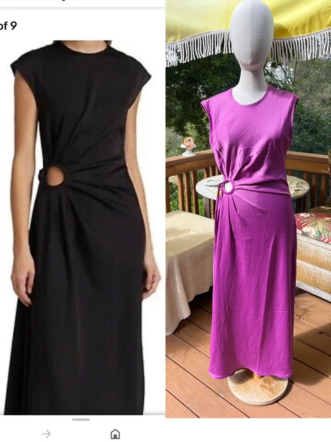 House of Harlow 1960 Ruched Side Cut-out Circl Satin Slip Maxi Dress in Mauve  M