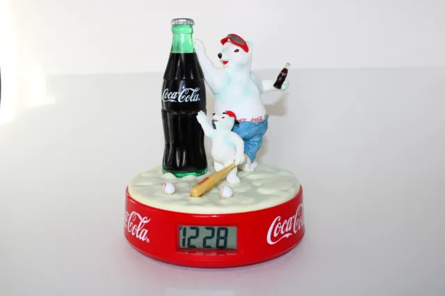 Coca-Cola Coke Polar Bear and Cub Alarm Clock Battery Operated 1997