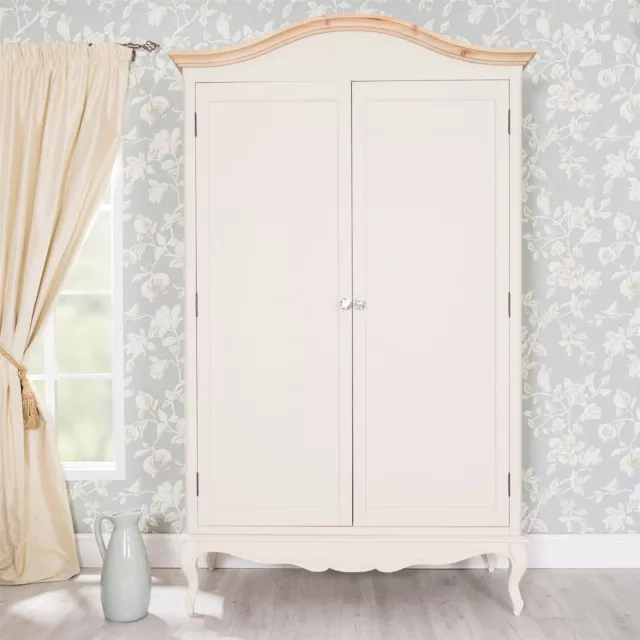 Juliette Champagne Double Wardrobe with crystal handles.Large cream 2 door robe