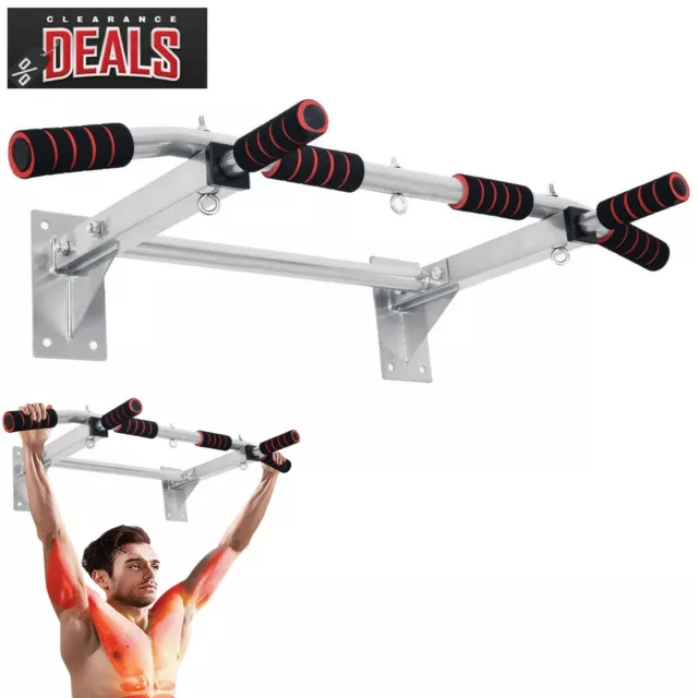 Pull Chin Up Bar Wall Mounted Home Iron Gym Exercise Dips Upper Body Workout